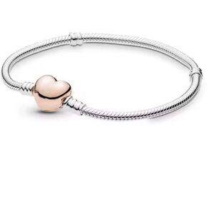 Elegant Sterling Silver Heart charm Bracelet